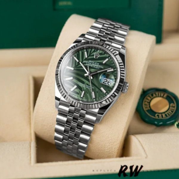 Rolex Datejust 126234 Olive Green Palm Motif Dial 36MM Unisex Replica Watch - Image 2