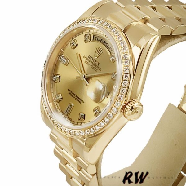 Rolex Day Date 118348 Champagne diamond Dial Yellow Gold 36mm Unisex Replica Watch - Image 3