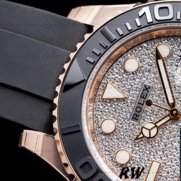Rolex Yacht Master II 126655 Diamond Pave Dial Rose Gold 40mm Mens Replica Watch - Image 3