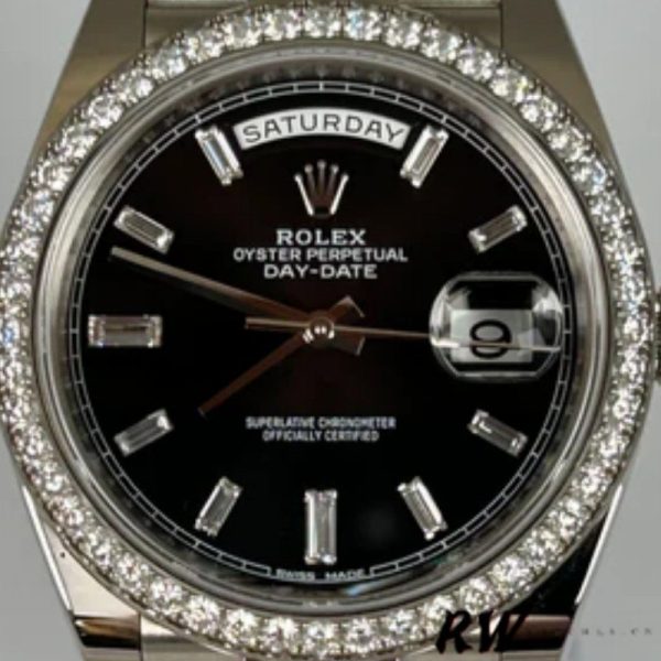 Rolex Day-Date 228349RBR Black Dial Diamond Bezel 40mm Mens Replica Watch - Image 2