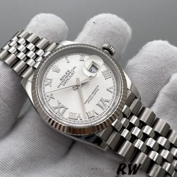 Rolex Datejust 126234 Silver Diamond Roman Dial 36MM Unisex Replica Watch - Image 3