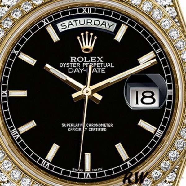 Rolex Day-Date 118388 Yellow Gold Black Index Dial 36mm Unisex Replica Watch - Image 2
