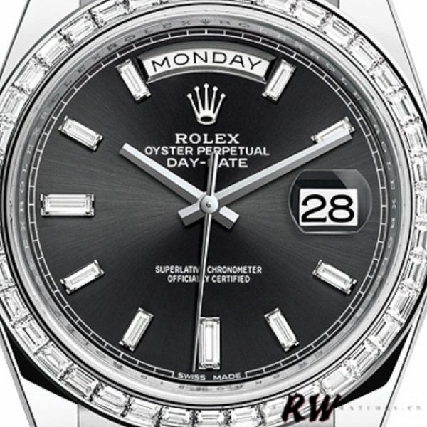 Rolex Day-Date 228396TBR Black Dial Diamond Bezel 40mm Mens Replica Watch - Image 4
