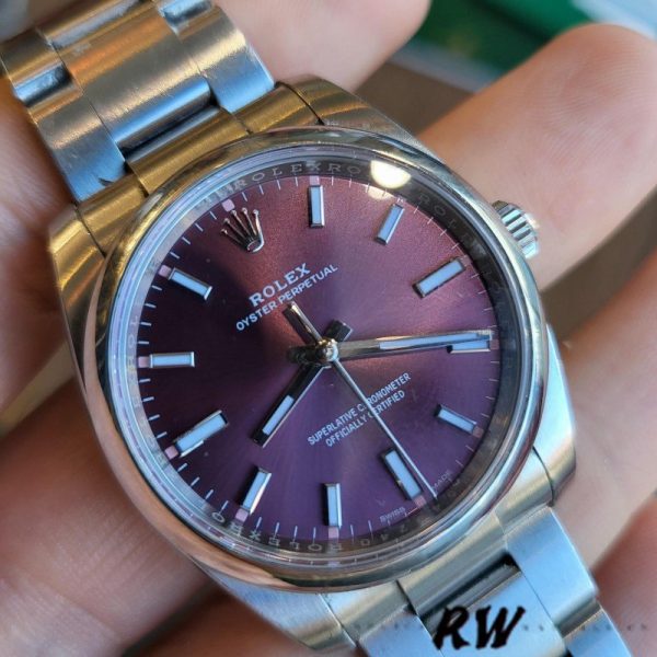 Rolex Oyster Perpetual Air-King 114200 Grape Red Index Dial 34mm Unisex Replica watch - Image 3