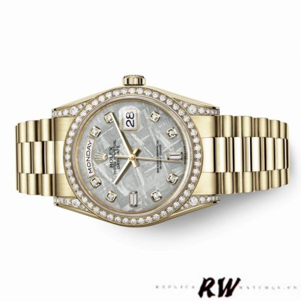 Rolex Day-Date 118388 Yellow Gold Diamond Meteorite Dial 36MM Unisex Replica Watch - Image 4