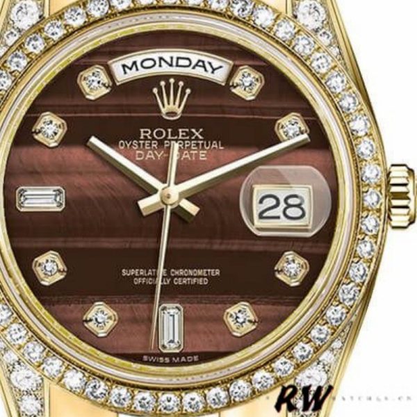 Rolex Day-Date 118388 Bull’s Eye Brown Dial 36mm Unisex Replica Watch - Image 2