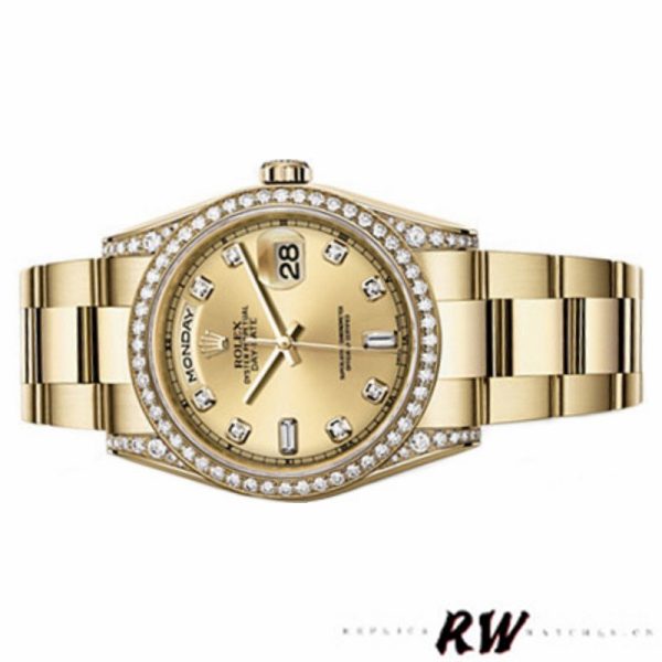 Rolex Day-Date 118388 Diamond Bezel Champagne Dial 36MM Unisex Replica Watch - Image 3