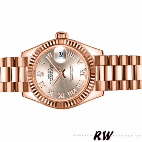 Rolex Datejust 279166 Dark Grey Roman Numeral Dial Domed Bezel 28mm Lady Replica Watch - Image 4