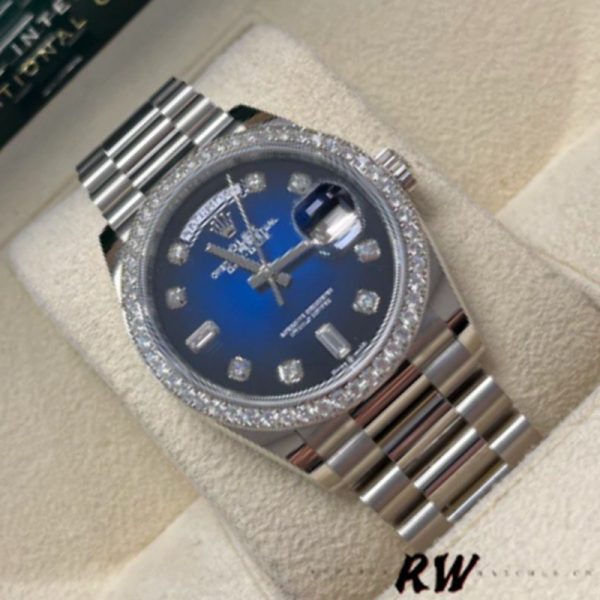 Rolex Day-Date 128349RBR Blue Ombre Dial Diamond Bezel 36MM Unisex Replica Watch - Image 3