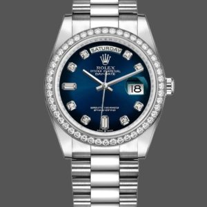 Rolex Day-Date 128349RBR Blue Ombre Dial Diamond Bezel 36MM Unisex Replica Watch