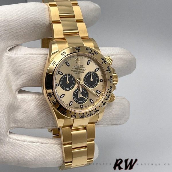 Rolex Daytona 116508 Yellow Gold Champagne Index Dial 40MM Mens Replica Watch - Image 2