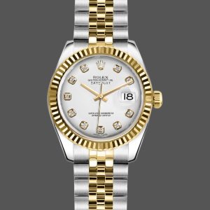 Rolex Datejust 179173 White Diamond Dial Fluted Bezel 26MM Lady Replica Watch