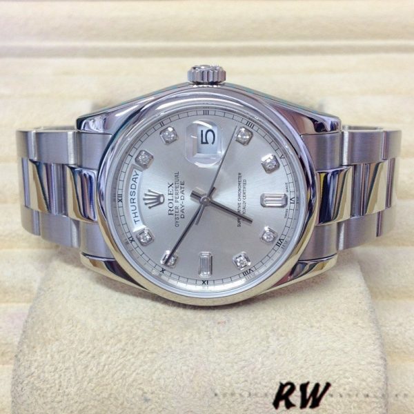 Rolex Day-Date 118209 Silver Diamond Dial Automatic 36mm Unisex Replica Watch - Image 3