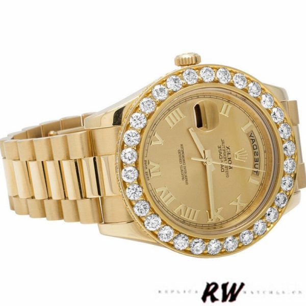 Rolex Day-Date 218348 Champagne Roman Dial 41MM Mens Replica Watch - Image 3