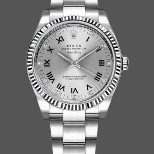 Rolex Oyster Perpetual Air-King 114234 Silver Roman Diamond Dial 34mm Unisex Replica Watch