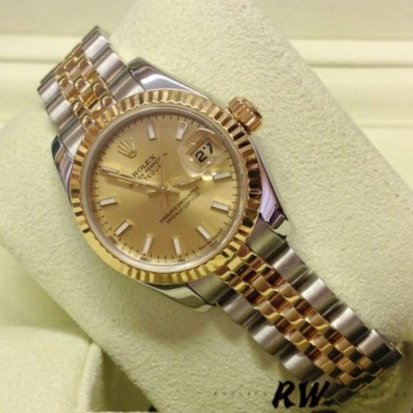 Rolex Datejust 179173 Champagne Index Dial Fluted Bezel 26MM Lady Replica Watch - Image 4