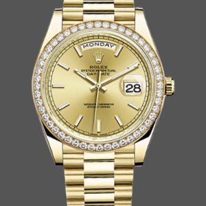 Rolex Day-Date 228348RBR Champagne Index Dial Diamond Bezel 40mm Mens Replica Watch