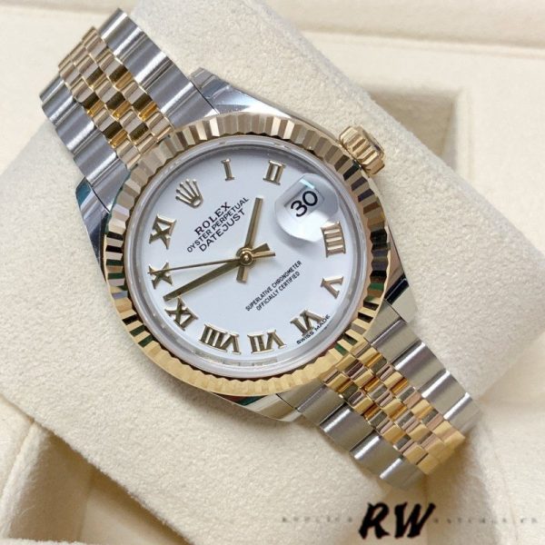 Rolex Datejust 279173 White Roman Numeral Dial Fluted Bezel 28mm Lady Replica Watch - Image 4