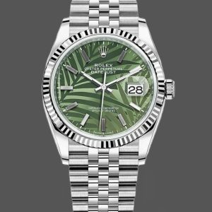 Rolex Datejust 126234 Olive Green Palm Motif Dial 36MM Unisex Replica Watch