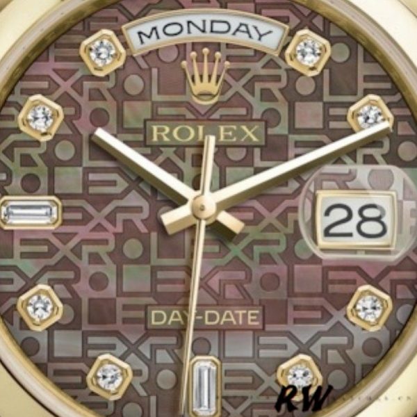 Rolex Day-Date 118208 Black Mother of Pearl Diamond Dial 36mm Unisex Replica Watch - Image 2