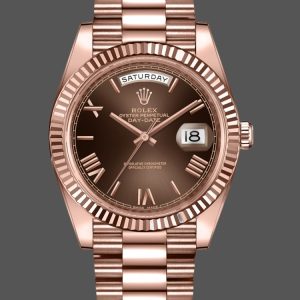 Rolex Day-Date 228235 Chocolate Brown Roman Numeral Dial Fluted Bezel 40mm Mens Replica Watch