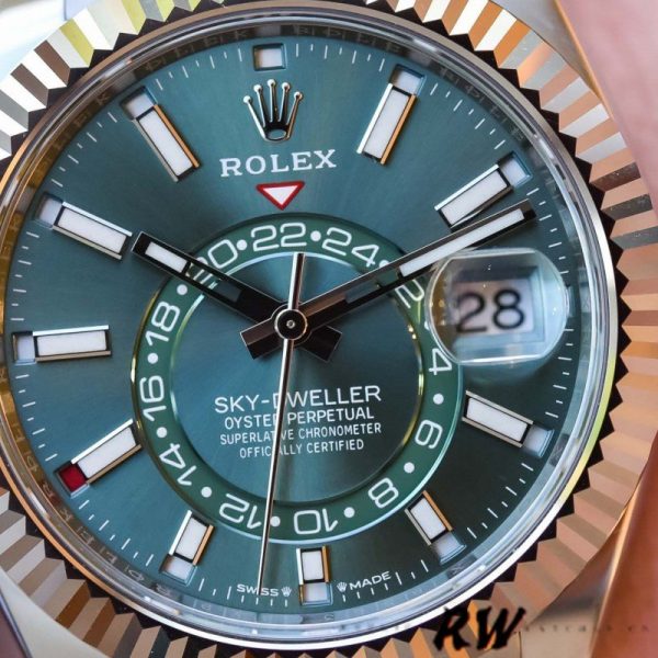 Rolex Sky-Dweller 336934 Fluted Bezel Green Dial 42MM Mens Replica Watch - Image 2