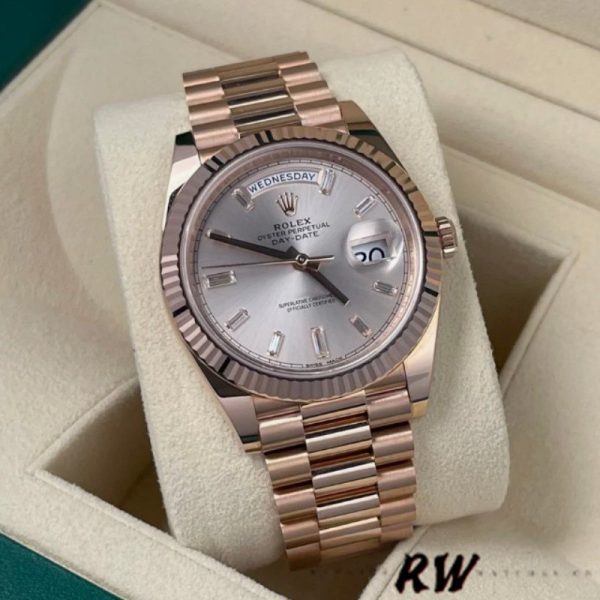 Rolex Day-Date 228235 Sundust Index Dial Fluted Bezel 40mm Mens Replica Watch - Image 3