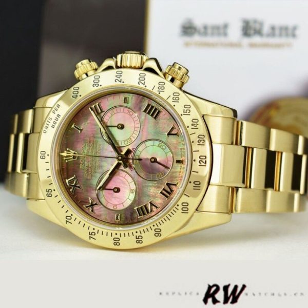 Rolex Cosmograph Daytona 116528 Black MOP Roman Dial 40MM Mens Replica Watch - Image 4