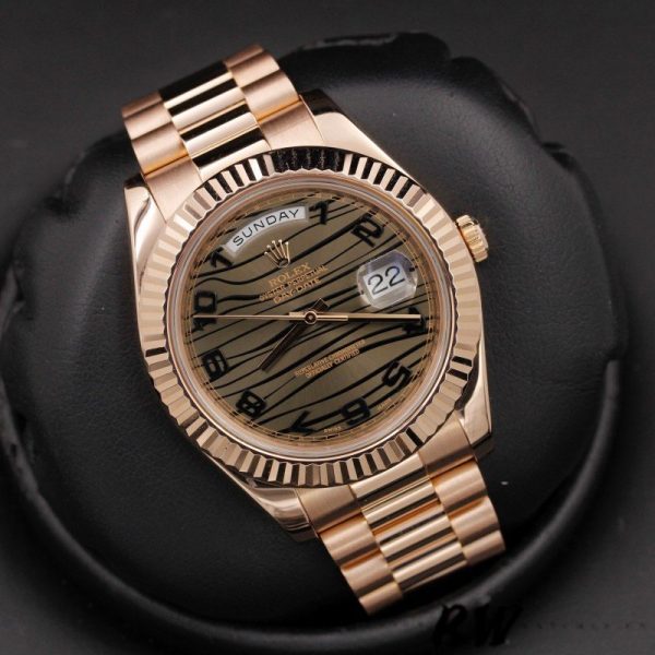 Rolex Day-Date 218235 Wave Bronze Dial Rose Gold 41MM Mens Replica Watch - Image 3