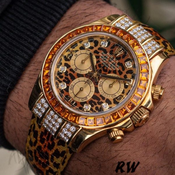 Rolex Daytona 116598 Leopard Orange Diamond Dial 40MM Mens Replica Watch - Image 2