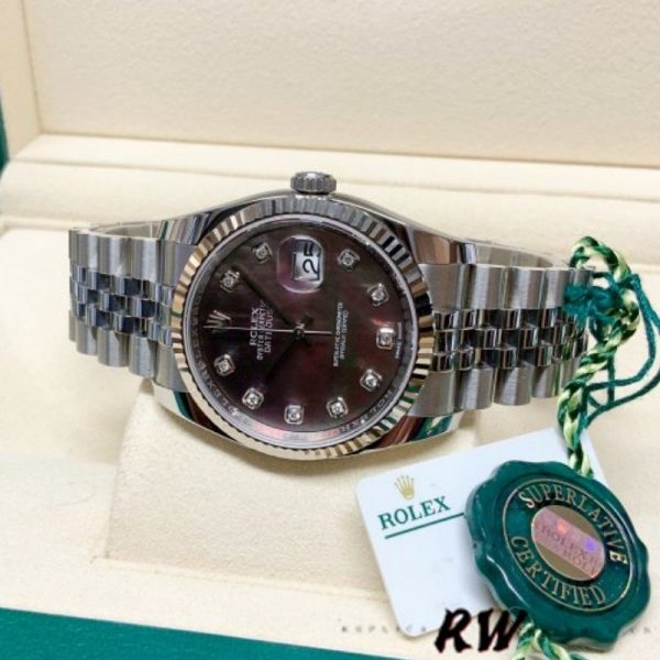 Rolex Datejust 116234 Black MOP Diamond Dial 36mm Unisex Replica Watch - Image 4