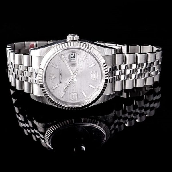 Rolex Datejust 116234-0159 Rhodium Wave Diamond Dial 36mm Unisex Replica Watch - Image 4