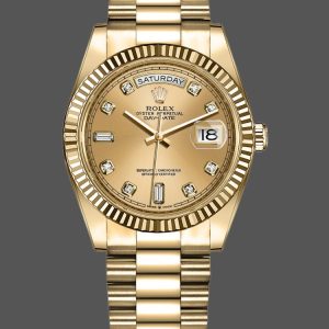 Rolex Day-Date 128238 Fluted Bezel Champagne Diamond Dial 36MM Unisex Replica Watch