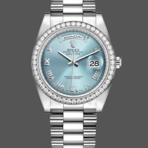 Rolex Day Date 118346 Roman Ice Blue Dial 36mm Unisex Replica Watch