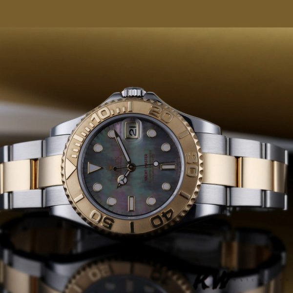 Rolex Yacht Master 168623 Steel Yellow Gold Black MOP Dial 35MM Unisex Replica Watch - Image 4