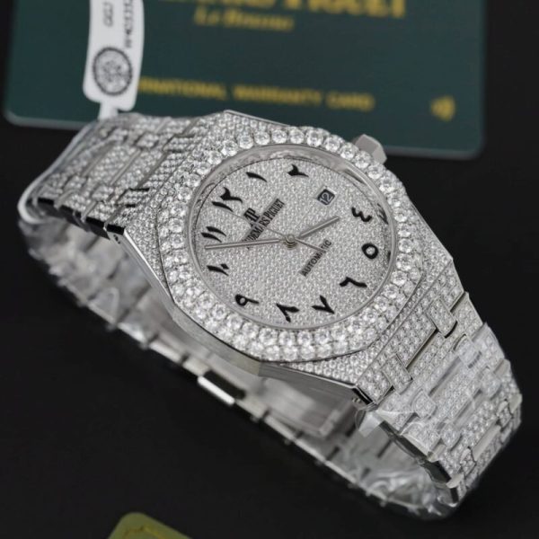 Audemars Piguet Royal Oak Iced Out Moissanite Arabic Dial Super Clone 41mm - Image 4