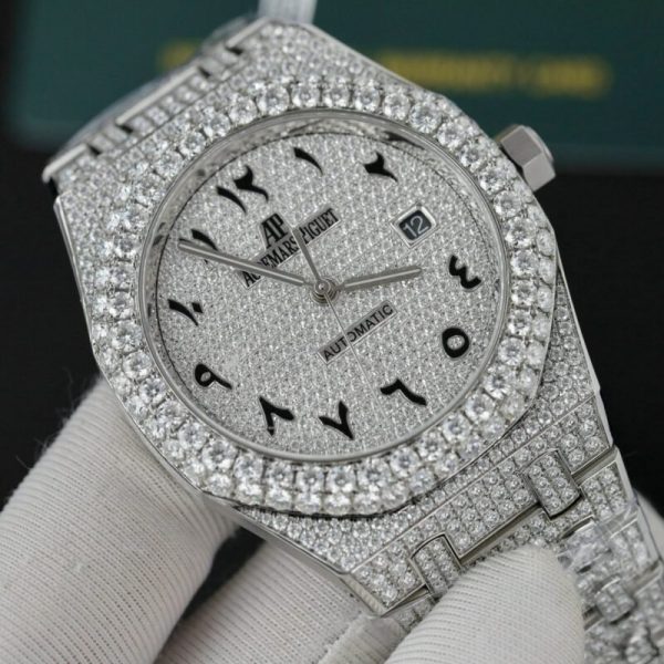 Audemars Piguet Royal Oak Iced Out Moissanite Arabic Dial Super Clone 41mm - Image 5