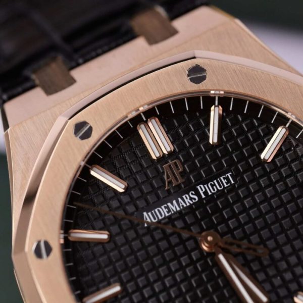 Audemars Piguet Royal Oak 15500OR 18K Gold Wrapped Black Dial Leather 41mm - Image 5