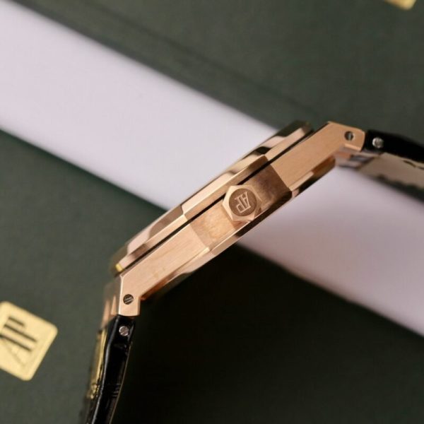 Audemars Piguet Royal Oak 15500OR 18K Gold Wrapped Black Dial Leather 41mm - Image 7