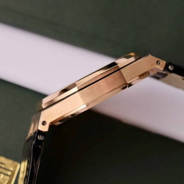 Audemars Piguet Royal Oak 15500OR 18K Gold Wrapped Black Dial Leather 41mm - Image 8
