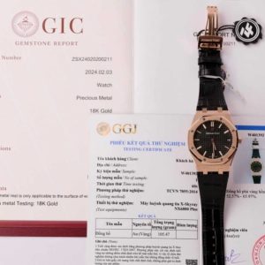 Audemars Piguet Royal Oak 15500OR 18K Gold Wrapped Black Dial Leather 41mm