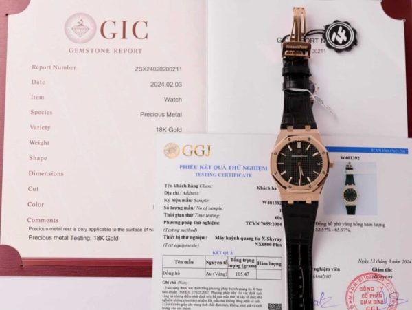 Audemars Piguet Royal Oak 15500OR 18K Gold Wrapped Black Dial Leather 41mm