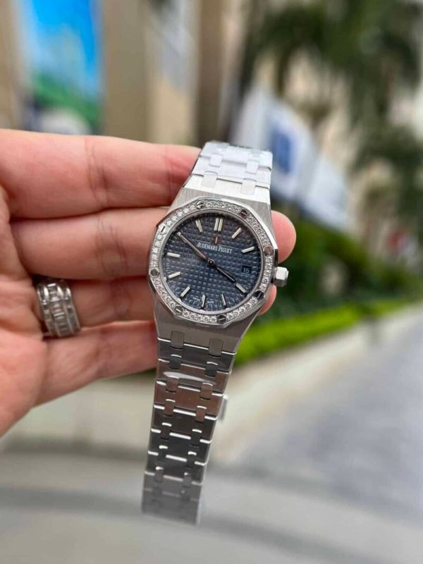 Audemars Piguet Royal Oak 77351ST Blue Dial Diamond Bezel Replica 34mm - Image 4