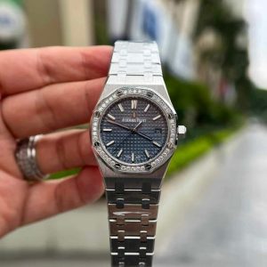 Audemars Piguet Royal Oak 77351ST Blue Dial Diamond Bezel Replica 34mm