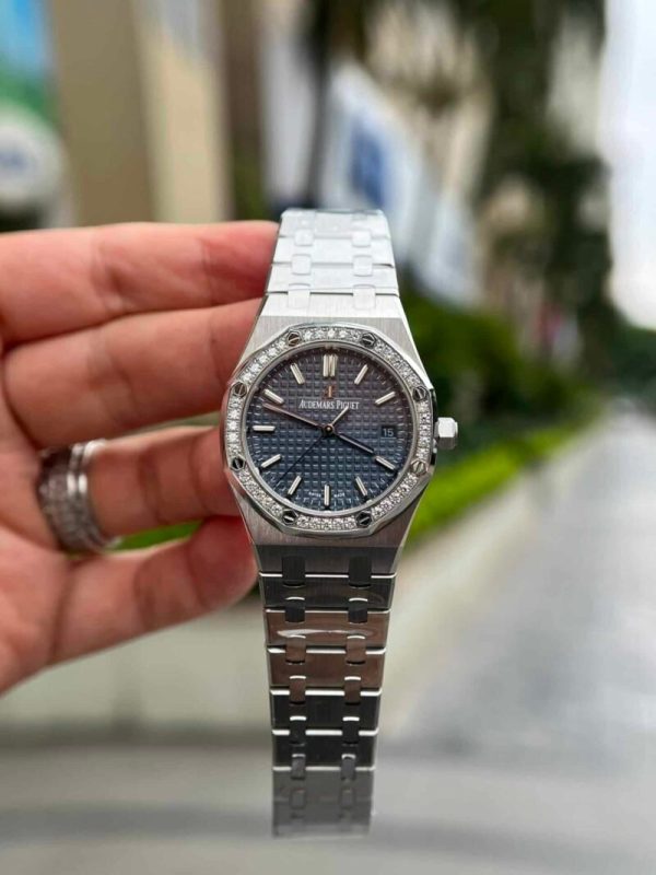 Audemars Piguet Royal Oak 77351ST Blue Dial Diamond Bezel Replica 34mm