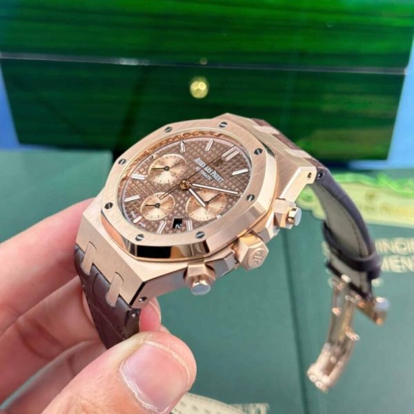Audemars Piguet Royal Oak Chronograph 26331OR Brown Dial Leather Replica IPF 41mm - Image 3