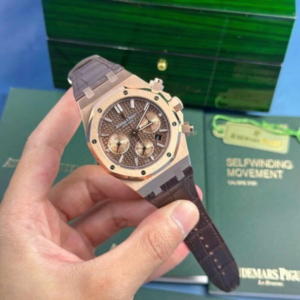 Audemars Piguet Royal Oak Chronograph 26331OR Brown Dial Leather Replica IPF 41mm - Image 4