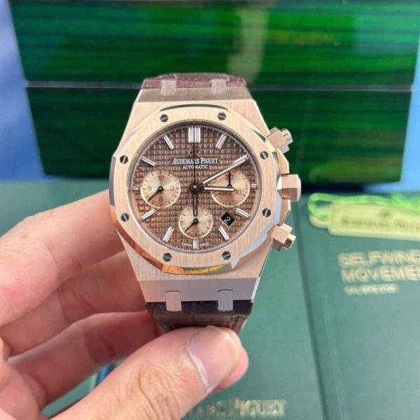 Audemars Piguet Royal Oak Chronograph 26331OR Brown Dial Leather Replica IPF 41mm