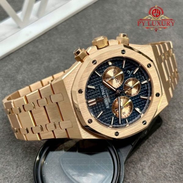 Audemars Piguet Royal Oak Chronograph 26331OR Blue Dial Custom Made 18K Solid Gold Original Calibre FP 1185 Movement 41mm - Image 4