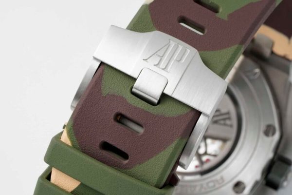 Audemars Piguet Royal Oak Offshore Chronograph 26400SO Beige Dial Green Ceramic Bezel Rubber Best Replica APF 44mm - Image 9